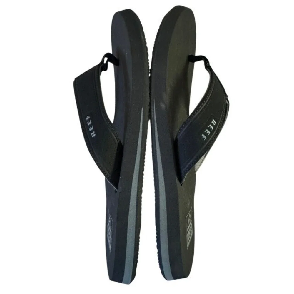 NWOT Reef Fanning Mens Black Grey Flip Flop Sandals Size 9